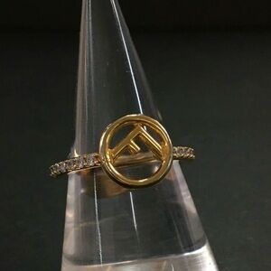 Fendi “F Is Fendi” Gold Tone & Crystal Ring